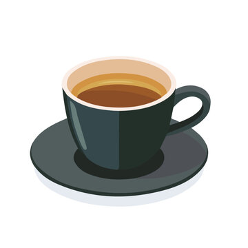 Espresso, flat 2D graphic illustration in a modern minimal style, isolated on a white background.