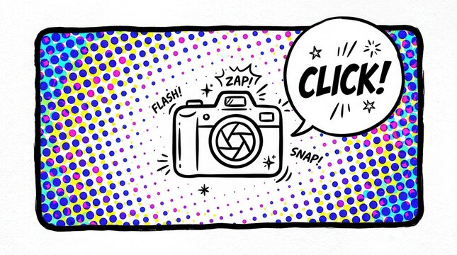 comic style camera click