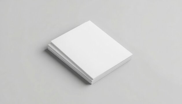 Stack of blank white paper sheets mockup for branding or flyer presentation, isolated on white background