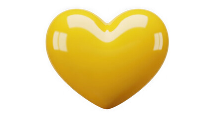 Fototapeta premium Glossy 3d yellow heart shape icon isolated on transparent background
