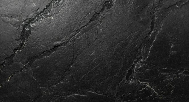 Black Marble Surface with Natural Veins and Texture