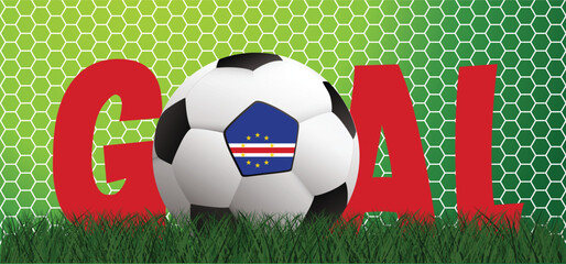 Flag of Cape Verde. Cape verde islands, off the west coast of Africa in the Atlantic Ocean. No stress. Football, ball in goal. Soccer, football cup. World, wk, ek sport concept © MarkRademaker