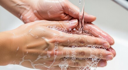 Fototapeta premium Washing Hands with Soap and Water, Hygiene, Cleanliness