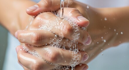 Fototapeta premium Washing Hands With Soap And Water