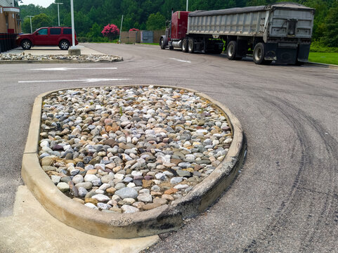 a landscape island-a parking lot median