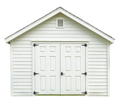 isolated white storage shed