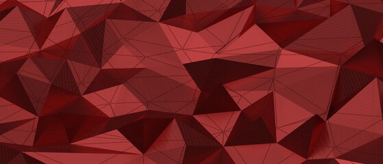 Fototapeta premium Intricate abstract geometric background in deep red tones with delicate wireframe details