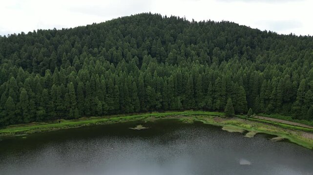 Drone View of Green Landscape on S&atilde;o Miguel Island Azores