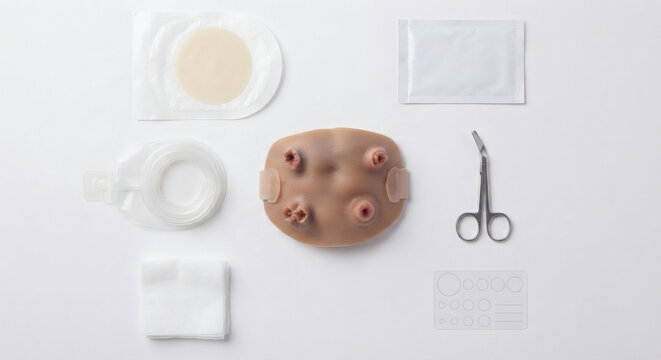 Ostomy Care Training Kit with Wearable Stoma Simulator and Pouching Supplies