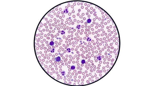 Microscope View of Human Blood Cells: Red & White Blood Cells