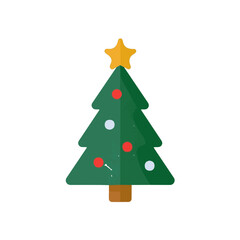 Fototapeta premium Flat 2D illustration of Christmas Card, simple modern design, isolated on a white background.