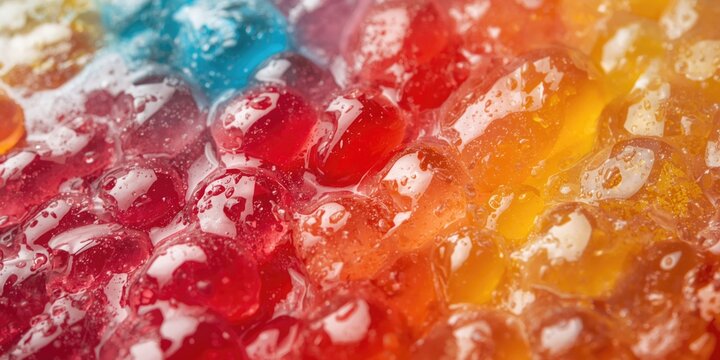 Colorful Jelly Candy on a Surface with Droplets and Glossy Texture