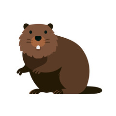 Beaver, simple flat 2D artwork with minimal details, isolated on a white background. © Antoni