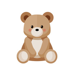 Obraz premium Stuffed Animal, modern flat 2D illustration with clean simple shapes, isolated on a white background.