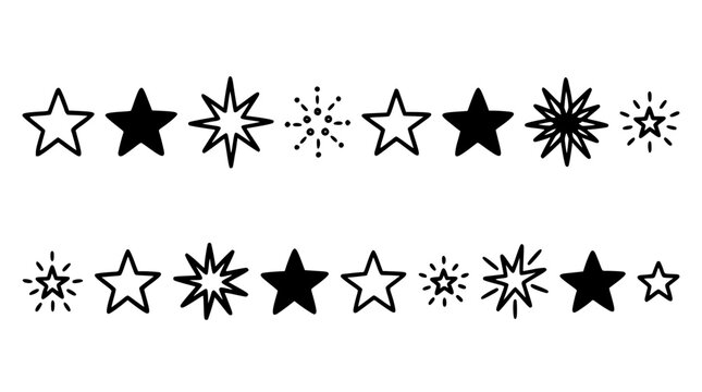 Star Icons Doodle Illustration with Black Lines and Dots. Featuring Icon, Line, Dot with Vector and Graphic Elements for Design