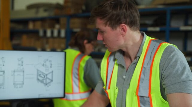 Office-to-factory session&mdash;architect reviews layout, engineer examines details, innovation, structural solution planning.




