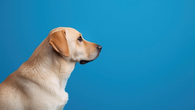 Profile View of a Labrador Retriever - Isolated on Bright Blue, Clean Background