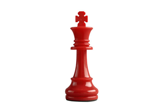 Red chess king piece representing strategy, leadership, competition, and thinking for success on a transparent background