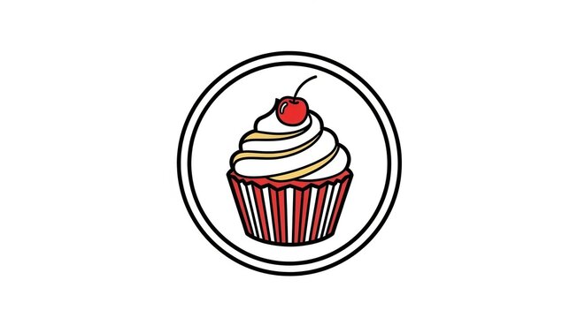 cupcake with cherry on top in circle