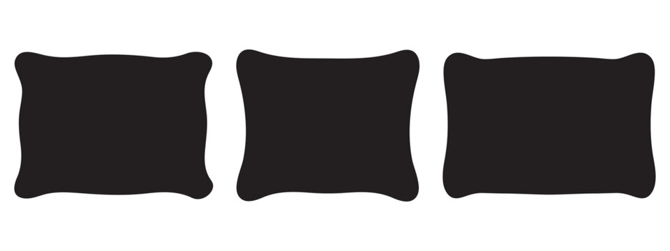 Pillow Icon Set with Bed Cushion, Sleeping Pillow and Home Comfort Symbols in Solid, Outline and Flat Vector Collection