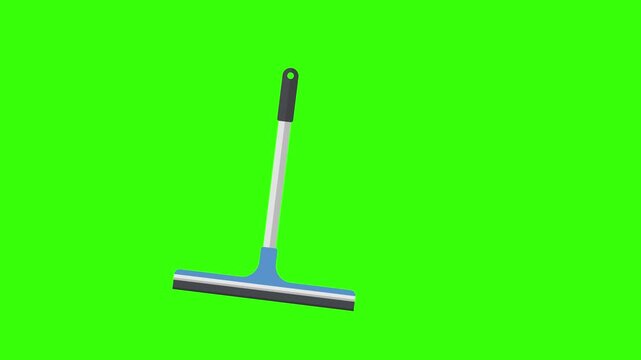 Floor Squeegee Cleaning Tool Animation Loop on Green Screen Background
