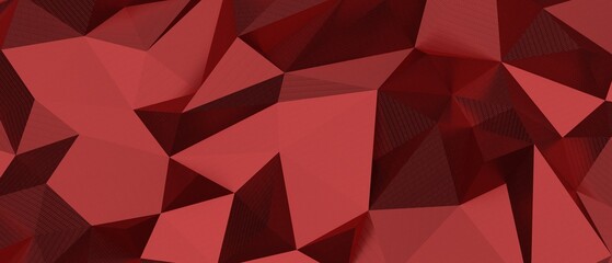 Naklejka premium Crimson red geometric pattern with textured facets, abstract digital art.