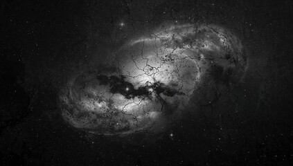 Nebula in Monochrome with Starry Background and Intricate Patterns © AbstractAI