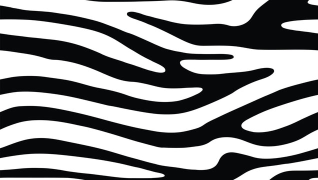A striking close up view of a black and white zebra pattern background