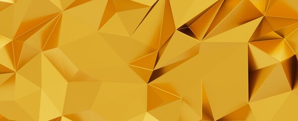Obraz premium Polygonal gold surface with dramatic light and shadow abstract design