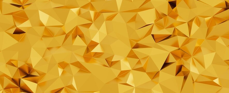 A stunning abstract background featuring a dynamic golden geometric pattern with intricate polygon s