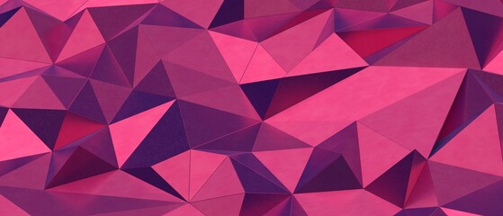 Fototapeta premium Abstract digital art featuring a vibrant polygonal geometric pattern in pink and purple tones.