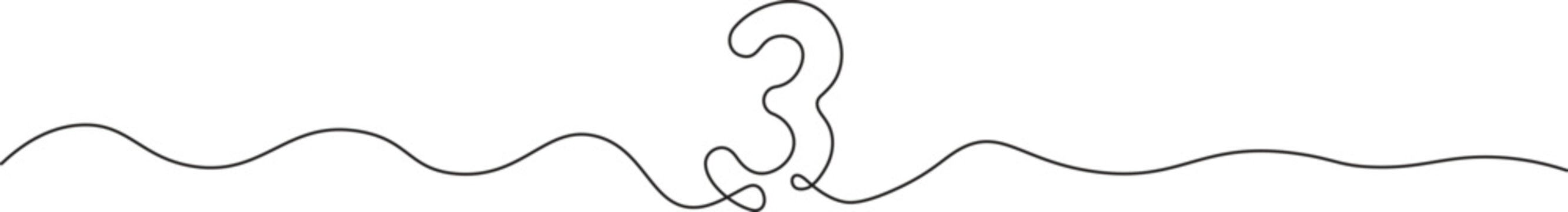 Continuous single line drawing of number three. Continuous one line drawing of number 3. Number three continuous one line drawing
