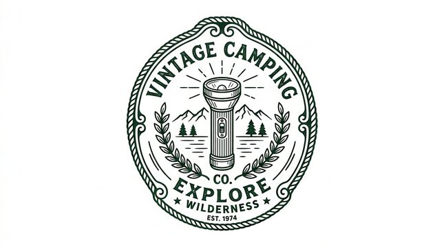 vintage camping logo, outdoor adventure badge