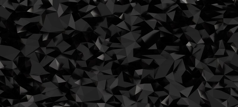 Dark abstract background with a faceted polygonal texture creating depth and shadow.