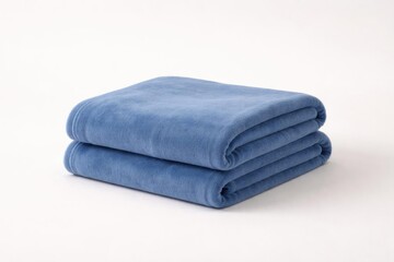 Folded Blue Fleece Blanket Isolated on White Background © Rizvan