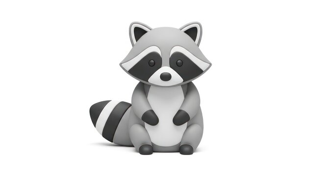 Cute cartoon raccoon sitting alone.