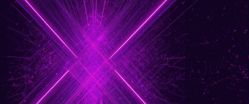 Neon Purple Light Trails Forming an Abstract X Shape on Dark Background