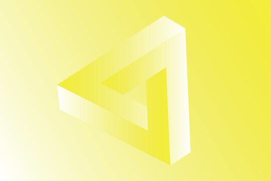 Penrose triangle isolated on yellow gradient background, vector illustration