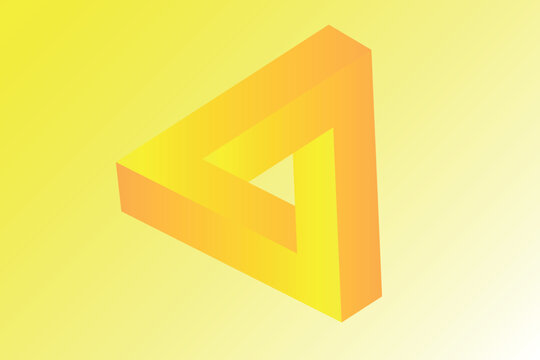 Penrose triangle isolated on yellow gradient background, vector illustration