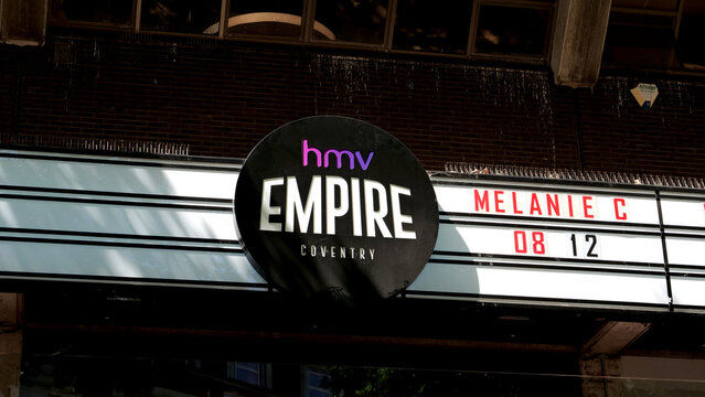 Coventry, England, UK - 20 July 2026: Sign, marquee, HMV Empire Coventry venue showing event featuring artist Melanie C