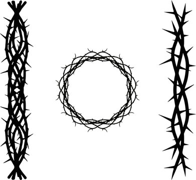 Black silhouette crown of thorns religious symbol with religion christianity sacrifice spiritual silhouette illustration isolated background christian