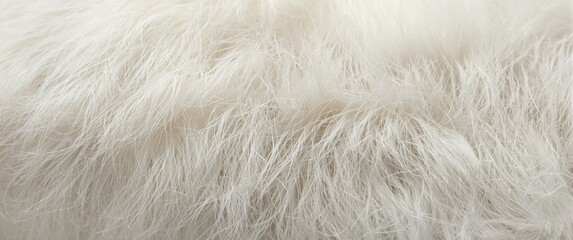 Fototapeta premium Detailed view of fluffy white animal fur texture for design backgrounds