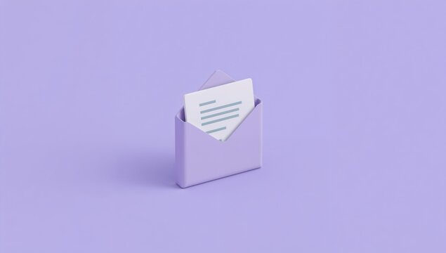 Lavender Envelope with Letter on a Purple Background