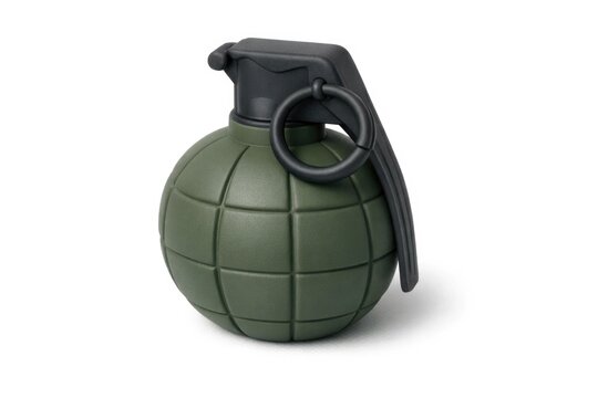A green hand grenade on a white background