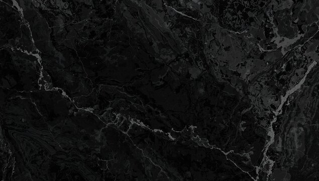 Black Marble Texture with White Veins in Dark Tones
