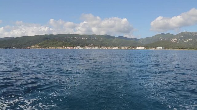 Sailing Away from Macinaggio Coastal Town in Cap Corse Corsica