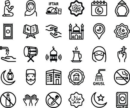 Islamic cultural symbols and religious practices collection muslim ramadan prayer mosque