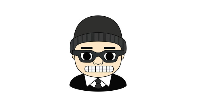 Cartoon character wearing black beanie and glasses