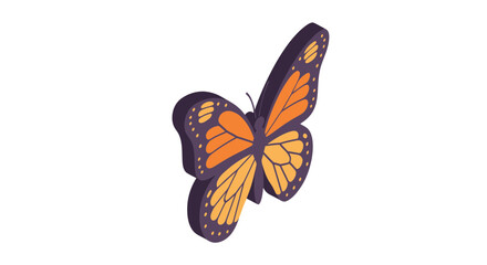 Monarch butterfly with orange and black wings in isometric view © mori