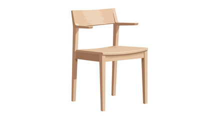 Fototapeta premium Modern Minimalist Wooden Dining Chair with Armrests and Sleek Scandinavian Design for Elegant Interior Home Decorating